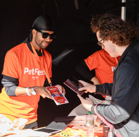 Shot of registration at Amazon Pet Fest.