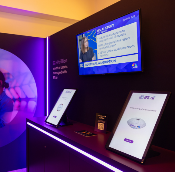 Shot of the 'Brand Your Balls' section of the international IFS exhibition stands that DRPG created.
