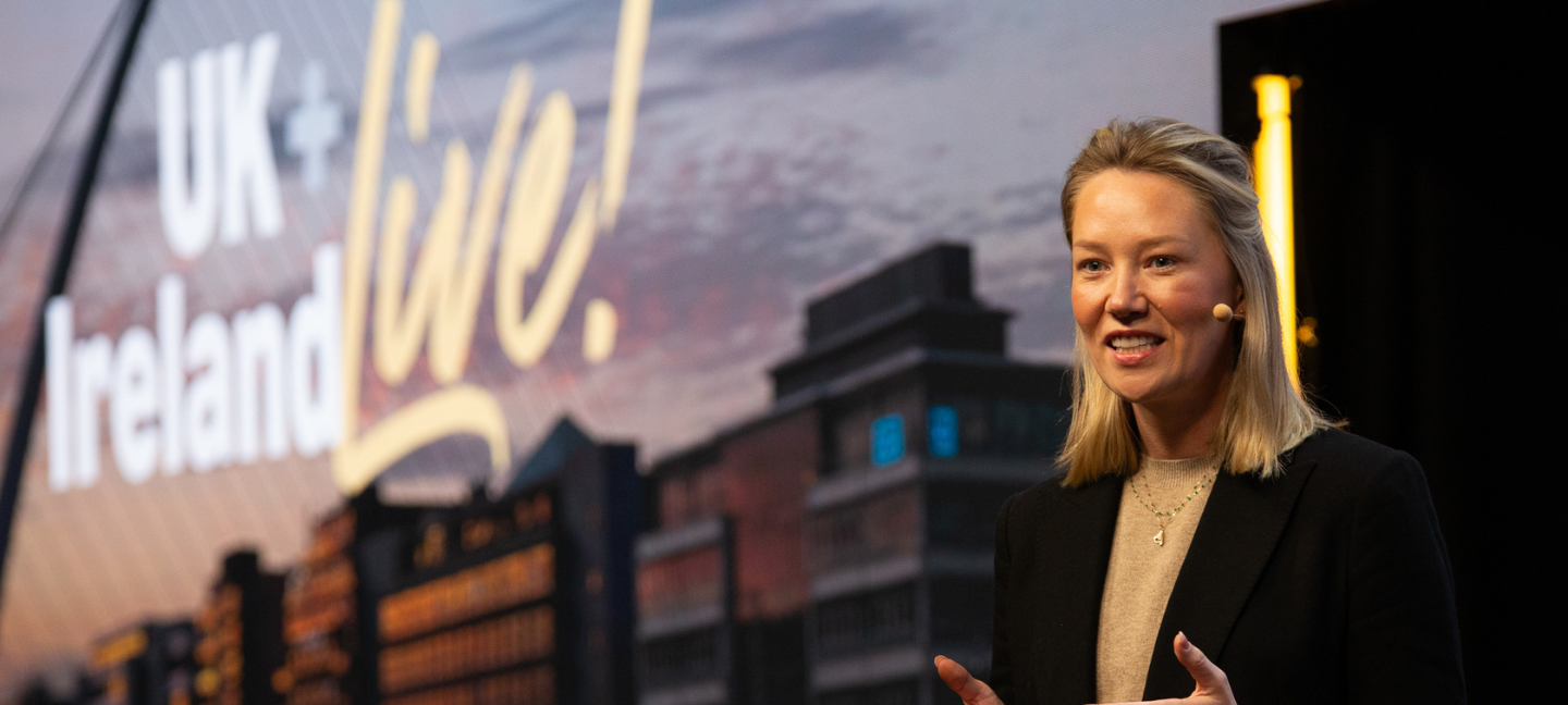 Shot of a woman presenting at Amazon UK&I 2025.