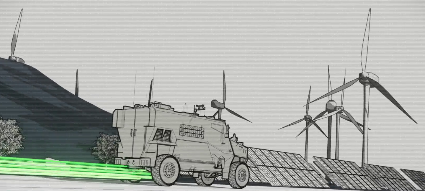 Shot of the Army Green Power animation.