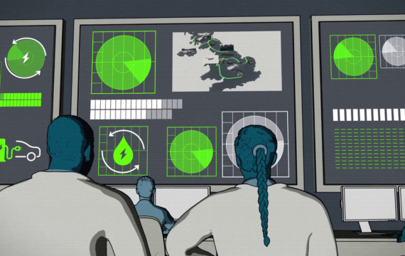 Shot of the Army Green Power animation.