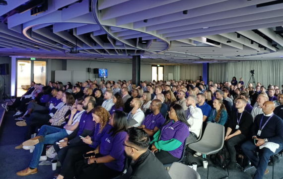 Shot of people watching BT Live.