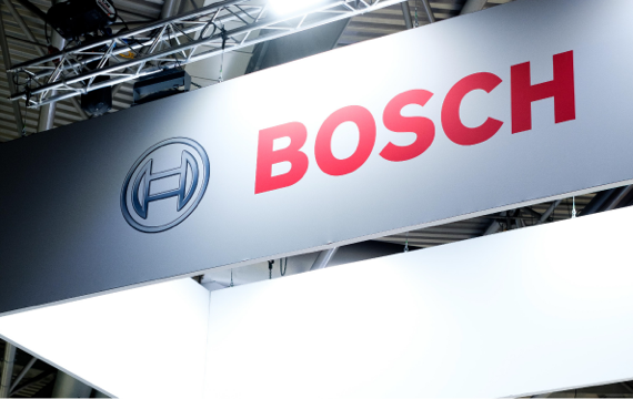 Large white signage with Bosch logo