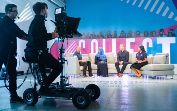 BTS shot of the Birmingham 2022 Commonwealth Games Volunteer Orientation Broadcast.