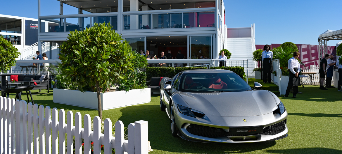 Shot of a Ferrari car outside Casa Ferrari