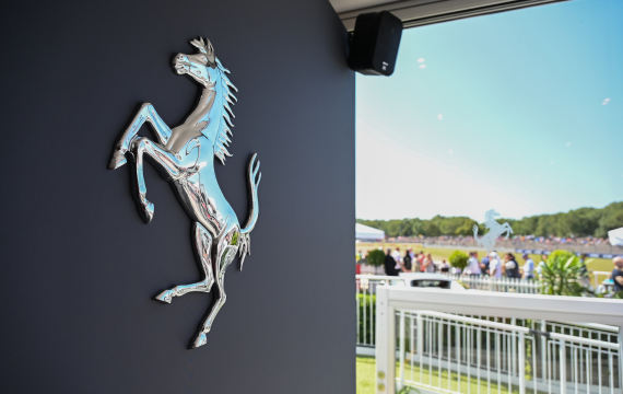 Shot of Ferrari logo at Casa Ferrari