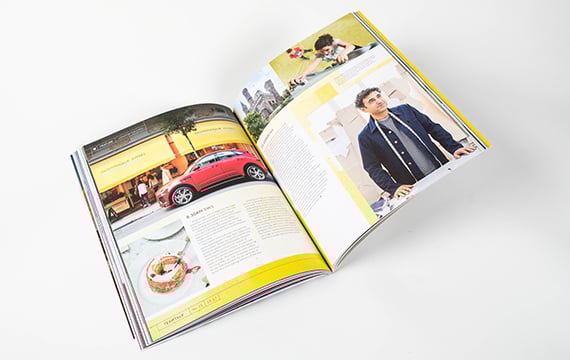 Print spread of JLR TeamTalk magazine