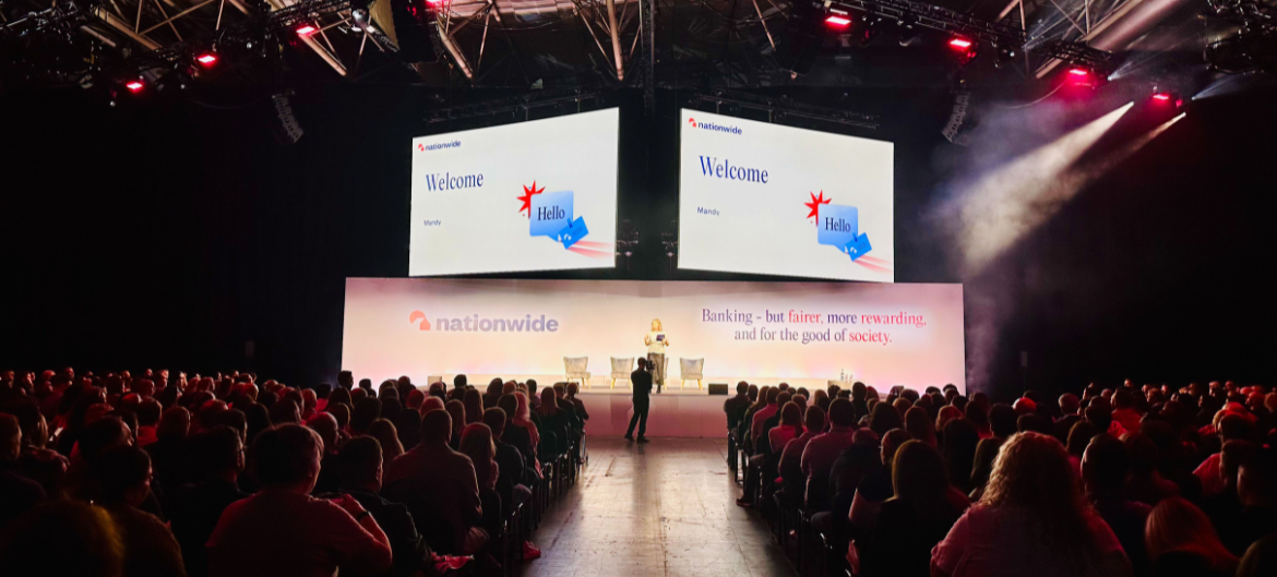 Wide shot of the stage at the Nationwide Retail Services Event