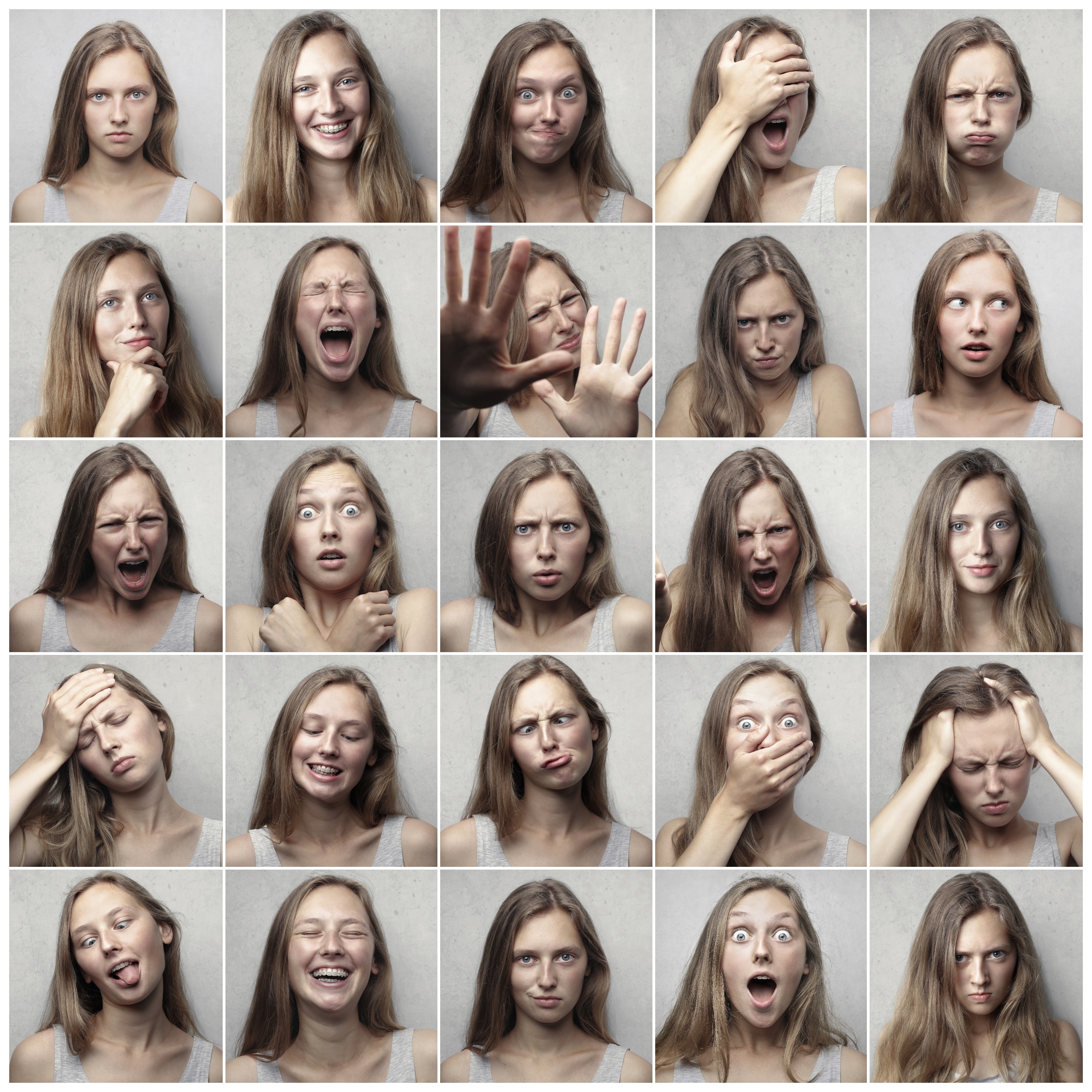 Stock image of different facial expressions
